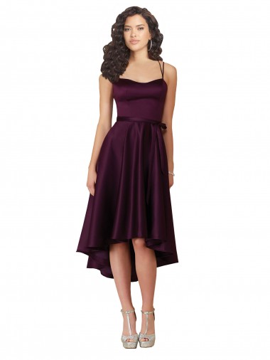Satin Sweetheart Sleeveless Open Back Short High Low Prom Dress / Bridesmaid Dress Kent
