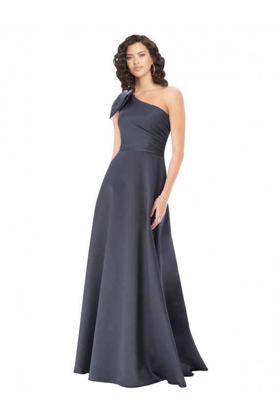 Satin One Shoulder Sleeveless Long Formal Evening Gown / Prom Dress / Bridesmaid Dress Kent
