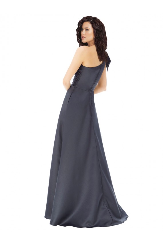 Satin One Shoulder Sleeveless Long Formal Evening Gown / Prom Dress / Bridesmaid Dress Kent