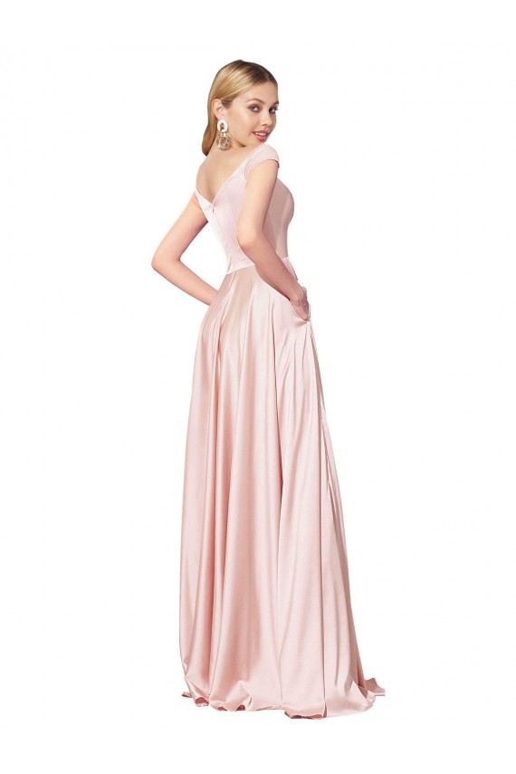 Satin Off the Shoulder Sleeveless Long Formal Evening Gown / Prom Dress / Bridesmaid Dress Kent