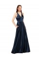 Satin V-Neck Sleeveless Keyhole Back Long Formal Evening Gown / Prom Dress / Bridesmaid Dress Kent