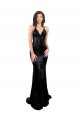 Sequin V-Neck Sleeveless Open Back Long Black Tie Evening Gown / Prom Dress / Bridesmaid Dress Kent