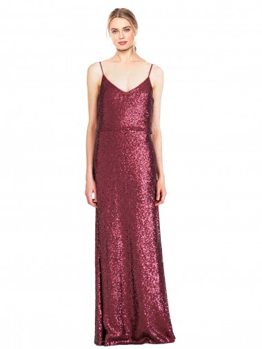 Sequin Halter Neck Sleeveless Burgundy Long Formal Evening Gown / Prom Dress / Bridesmaid Dress Kent