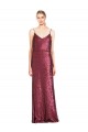Sequin Halter Neck Sleeveless Burgundy Long Formal Evening Gown / Prom Dress / Bridesmaid Dress Kent