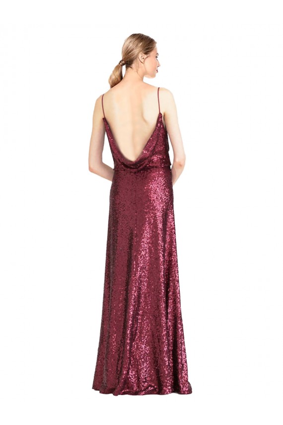 Sequin Halter Neck Sleeveless Burgundy Long Formal Evening Gown / Prom Dress / Bridesmaid Dress Kent