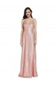 Sequin V-Neck Sleeveless Low Back Rose Gold Long Formal Evening Gown / Prom Dress / Bridesmaid Dress Kent