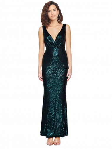 Sequin V-Neck Sleeveless Long Bridesmaid Evening Dress Kent