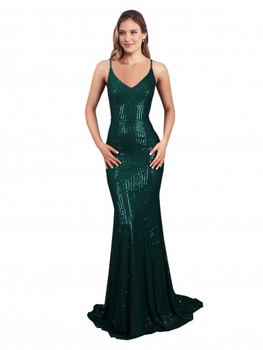 Sequin V-Neck Sleeveless Low Back Long Formal Evening Gown / Prom Dress / Bridesmaid Dress Kent