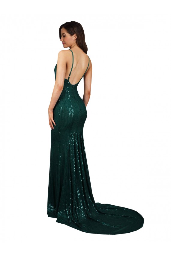 Sequin V-Neck Sleeveless Low Back Long Formal Evening Gown / Prom Dress / Bridesmaid Dress Kent