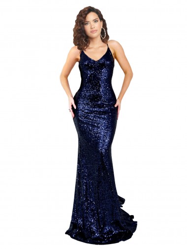 Sequin V-Neck Sleeveless Open Back Long Formal Evening Gown / Prom Dress / Bridesmaid Dress Kent