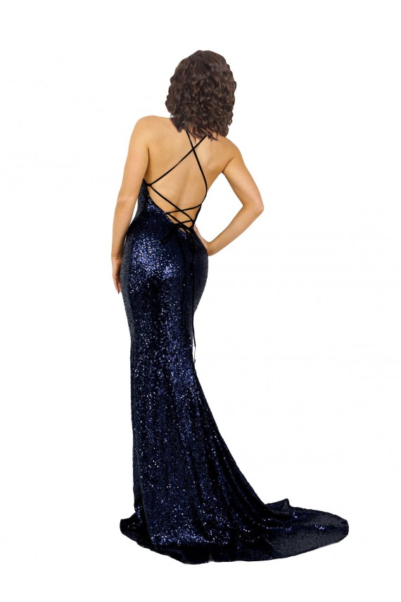 Sequin V-Neck Sleeveless Open Back Long Formal Evening Gown / Prom Dress / Bridesmaid Dress Kent