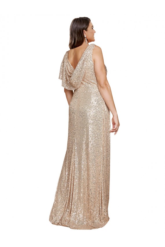 Sequin V-Neck Sleeveless Long Black Tie Plus Size Evening Gown / Prom Dress / Bridesmaid Dress Kent