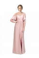 Silk like Satin Off the Shoulder Cold Shoulder Low Back Long Formal Dress / Bridesmaid Dress Kent