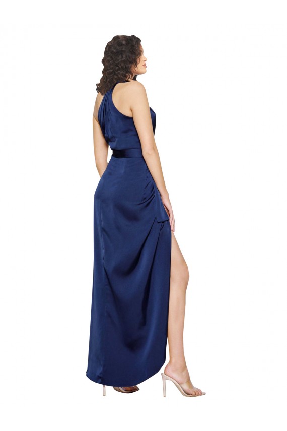Silk like Satin Halter Neck Sleeveless Long High Low Evening Gown / Prom Dress / Bridesmaid Dress Kent