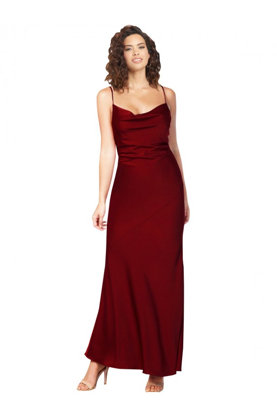 Silk like Satin Cowl Neck Sleeveless Low Back Long Black Tie Evening Gown / Prom Dress / Bridesmaid Dress Kent