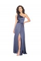 Silk like Satin One Shoulder Sleeveless Dusk Long Formal Evening Gown / Prom Dress / Bridesmaid Dress Kent
