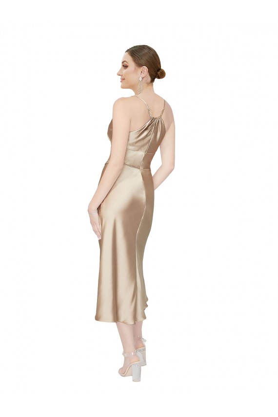 Silk like Satin V-Neck Sleeveless Midi Length Formal Evening Gown / Prom Dress / Bridesmaid Dress Kent