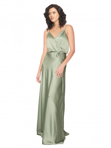 Silk like Satin V-Neck Sleeveless V-Back Long Formal Evening Gown / Bridesmaid Dress Kent