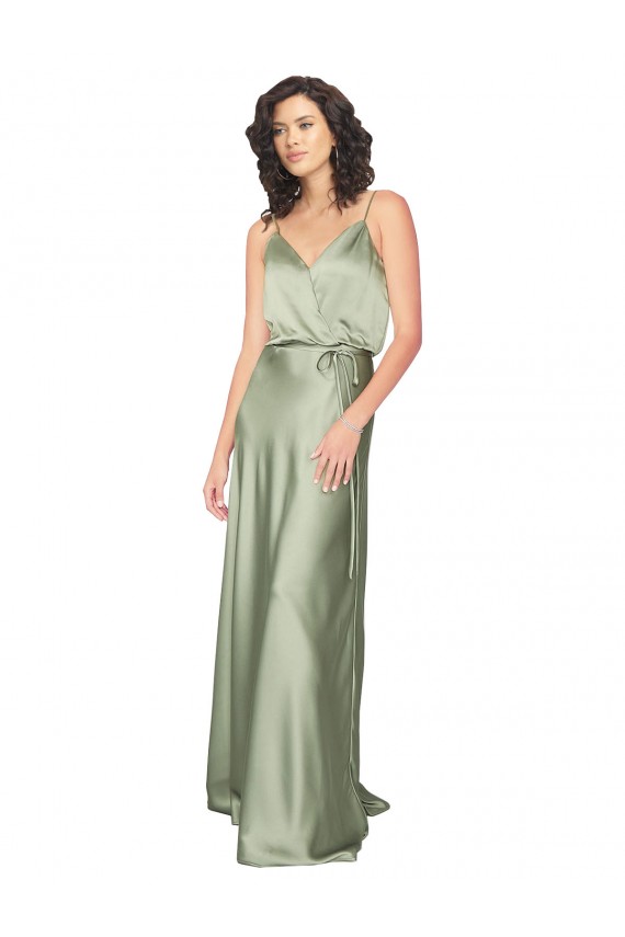 Silk like Satin V-Neck Sleeveless V-Back Long Formal Evening Gown / Bridesmaid Dress Kent