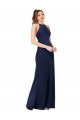 Silk like Satin High Neck Sleeveless Open Back Long Formal Evening Gown / Prom Dress / Bridesmaid Dress Kent