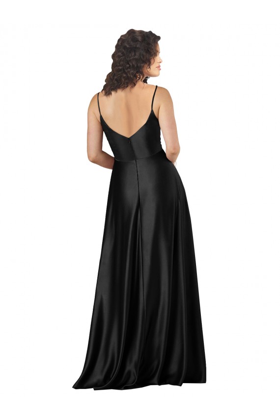 Silk like Satin V-Neck Sleeveless Low Back Long Formal Dress / Bridesmaid Dress Kent