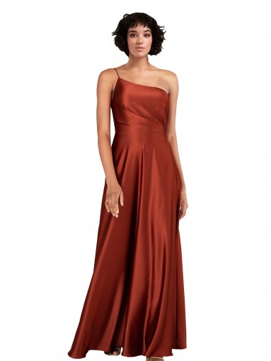 Silk like Satin One Shoulder Sleeveless Long Black Tie Evening Gown / Prom Dress / Bridesmaid Dress Kent