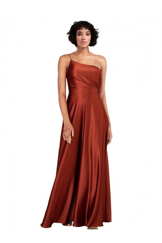 Silk like Satin One Shoulder Sleeveless Long Black Tie Evening Gown / Prom Dress / Bridesmaid Dress Kent