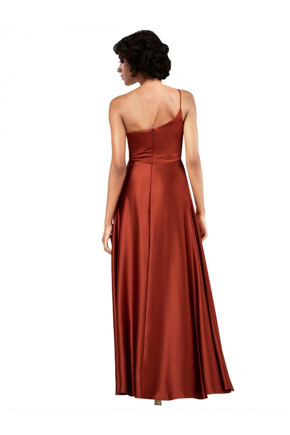 Silk like Satin One Shoulder Sleeveless Long Black Tie Evening Gown / Prom Dress / Bridesmaid Dress Kent