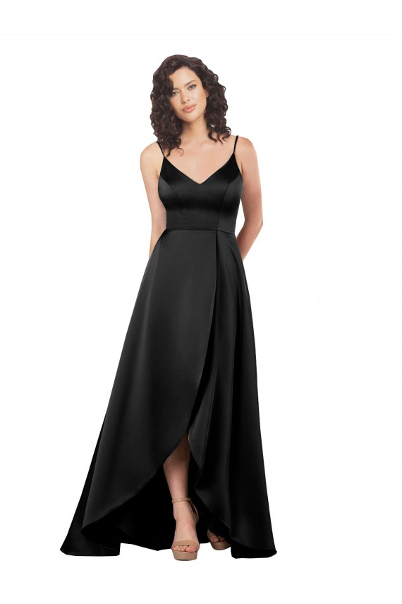 Silk like Satin V-Neck Sleeveless V-Back Long High Low Evening Gown / Prom Dress / Bridesmaid Dress Kent