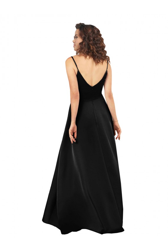 Silk like Satin V-Neck Sleeveless V-Back Long High Low Evening Gown / Prom Dress / Bridesmaid Dress Kent