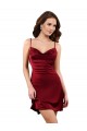 Silk like Satin Cowl Neck Sleeveless Open Back Burgundy Midi Length Formal Evening Gown / Prom Dress / Bridesmaid Dress Kent