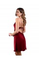 Silk like Satin Cowl Neck Sleeveless Open Back Burgundy Midi Length Formal Evening Gown / Prom Dress / Bridesmaid Dress Kent