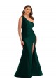 Silk like Satin One Shoulder Sleeveless Ever Green Long Formal Plus Size Evening Gown / Prom Dress / Bridesmaid Dress Kent