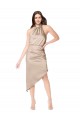 Silk like Satin Halter Neck Sleeveless Midi Length High Low Prom Dress / Bridesmaid Dress Kent
