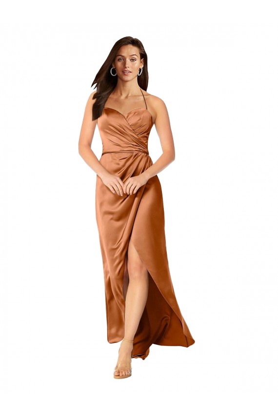 Silk like Satin Spaghetti Straps Sleeveless Low Back Long High Low Evening Gown / Prom Dress / Bridesmaid Dress Kent