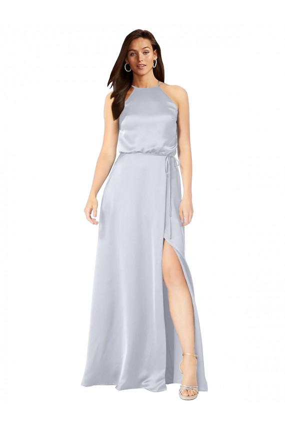 Silk like Satin Halter Neck Sleeveless Open Back Long Formal Evening Gown / Bridesmaid Dress Kent