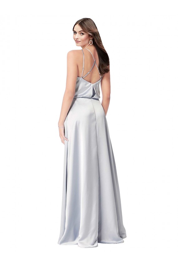 Silk like Satin Halter Neck Sleeveless Open Back Long Formal Evening Gown / Bridesmaid Dress Kent