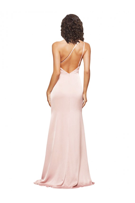 Silk like Satin One Shoulder Sleeveless Low Back Long Formal Evening Gown / Prom Dress / Bridesmaid Dress Kent