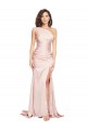Silk like Satin One Shoulder Sleeveless Pink Long Black Tie Evening Dress / Prom Dress / Bridesmaid Dress Kent