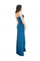 Silk like Satin Spaghetti Straps Sleeveless Low Back Peacock Blue Long Formal Evening Gown / Prom Dress / Bridesmaid Dress Kent
