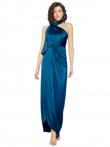 Silk like Satin Halter Neck Sleeveless Long Formal Evening Gown / Prom Dress / Bridesmaid Dress Kent