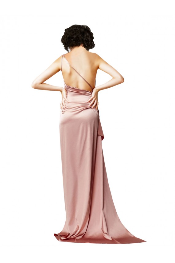 Silk like Satin One Shoulder Sleeveless Open Back Long Formal Evening Gown / Prom Dress / Bridesmaid Dress Kent