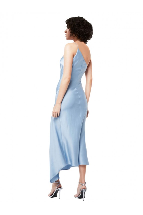 Silk like Satin One Shoulder Sleeveless Midi Length Formal Evening Gown / Prom Dress / Bridesmaid Dress Kent