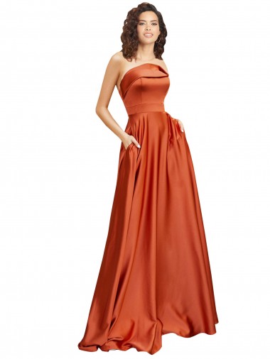 Silk like Satin Round Neck Sleeveless Low Back Sweep Train Formal Evening Gown / Prom Dress / Bridesmaid Dress Kent