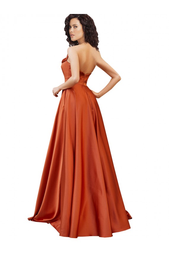 Silk like Satin Round Neck Sleeveless Low Back Sweep Train Formal Evening Gown / Prom Dress / Bridesmaid Dress Kent