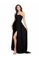 Silk like Satin One Shoulder Sleeveless Black Long Black Tie Evening Gown / Prom Dress / Bridesmaid Dress Kent