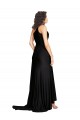 Silk like Satin One Shoulder Sleeveless Black Long Black Tie Evening Gown / Prom Dress / Bridesmaid Dress Kent
