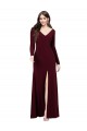 Spandex V-Neck Long Sleeves V-Back Long Prom Dress / Bridesmaid Dress Kent
