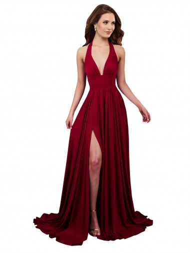 Spandex Halter Neck Sleeveless Open Back Long Black Tie Evening Gown / Prom Dress / Bridesmaid Dress Kent