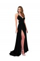 Spandex V-Neck Sleeveless Open Back Long Black Tie Evening Gown / Prom Dress / Bridesmaid Dress Kent